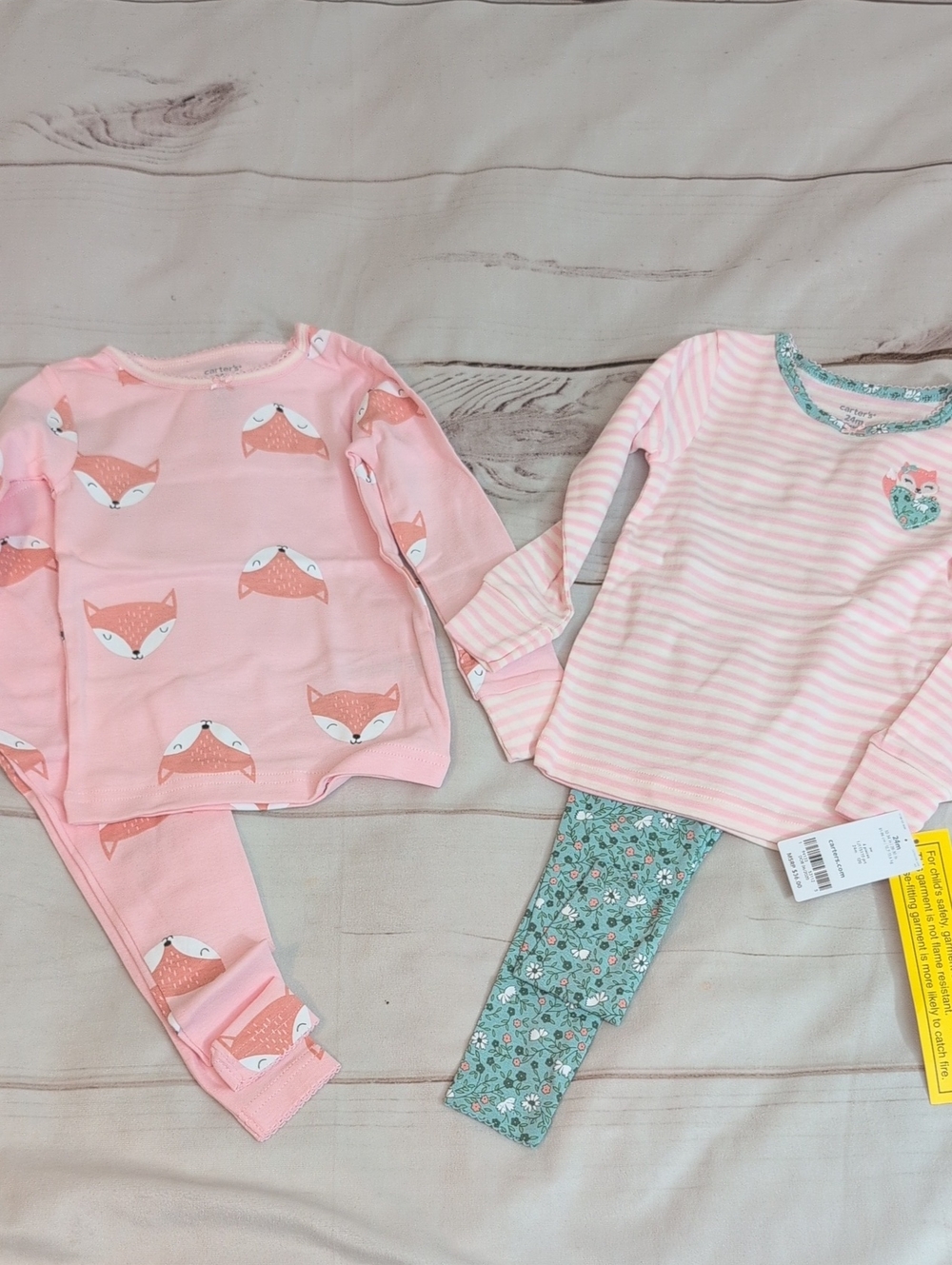 Carter's Baby Girl 12M 4 Piece Fox Floral Snug Fit Pajama Set NWT